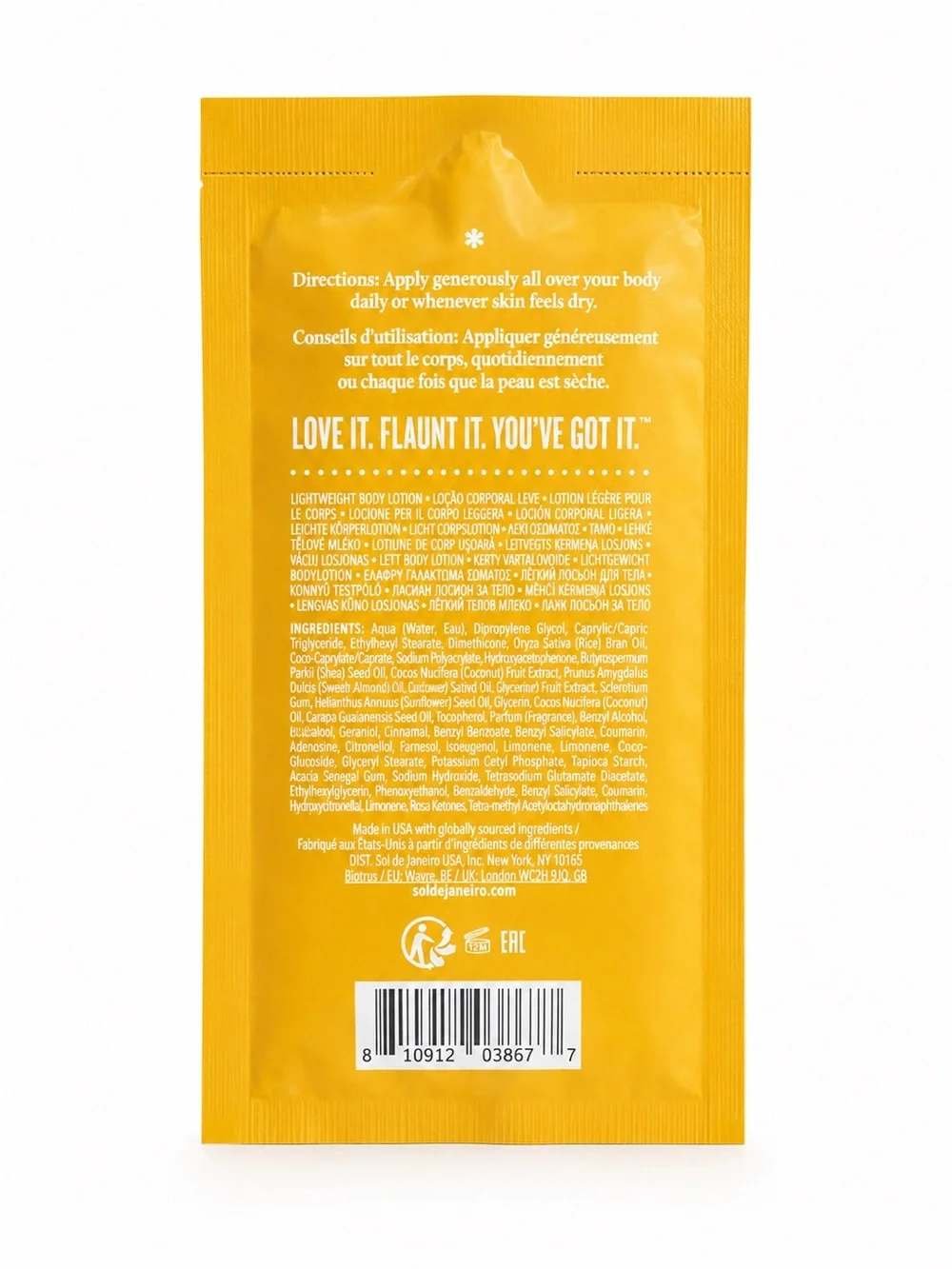 Sol de Janeiro Orange Clear PVC Cosmetic Bag w/ Body Badalada Lotion Sample